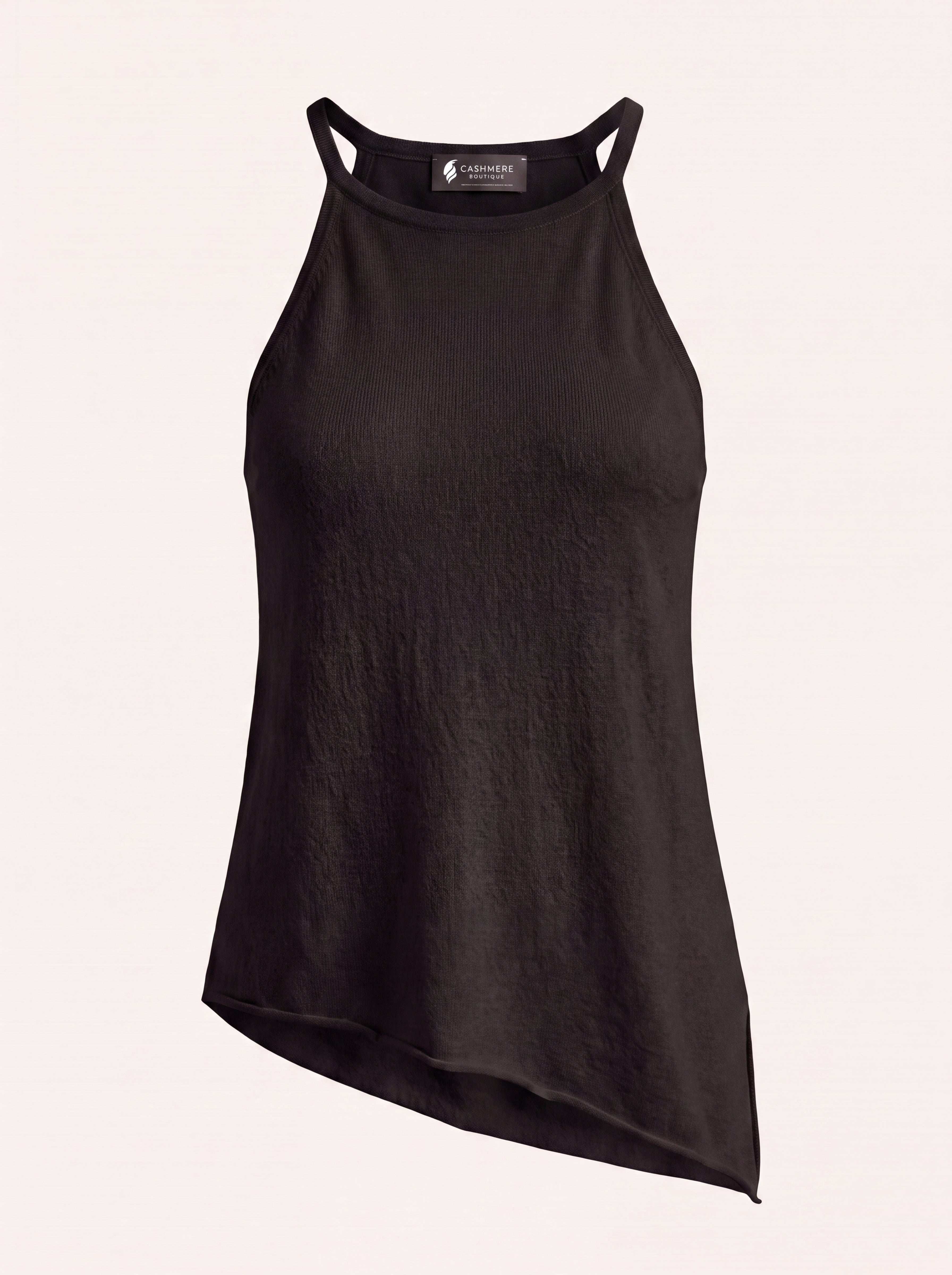 High Low Tank Top in Pure Cashmere - Navy