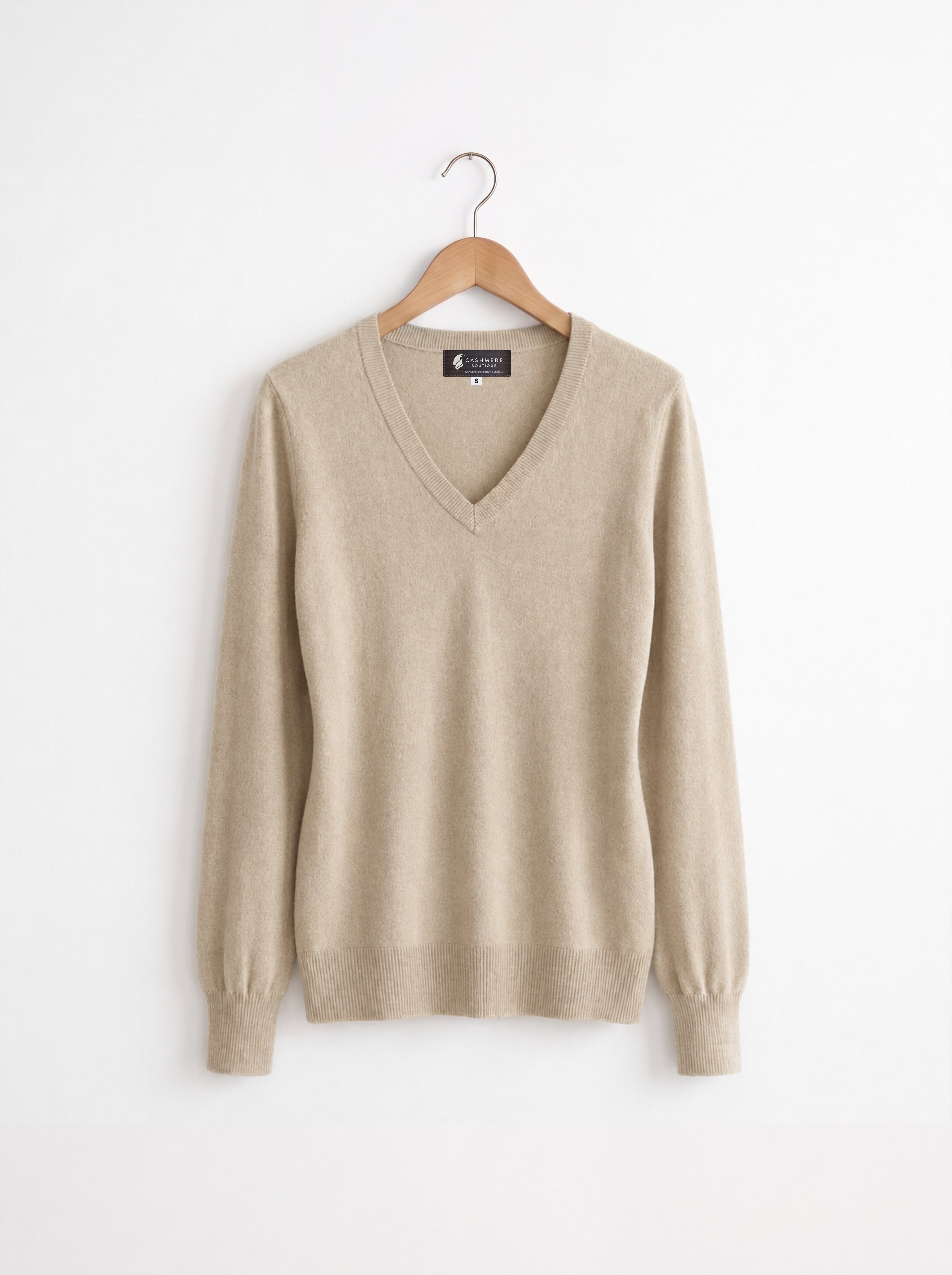 Pure Cashmere V-Neck Spring Sweater for Women - Camel