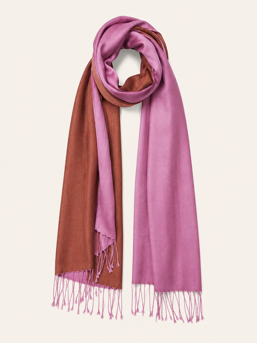 Two Tone Reversible Pashmina Wrap in Lavender and Brown