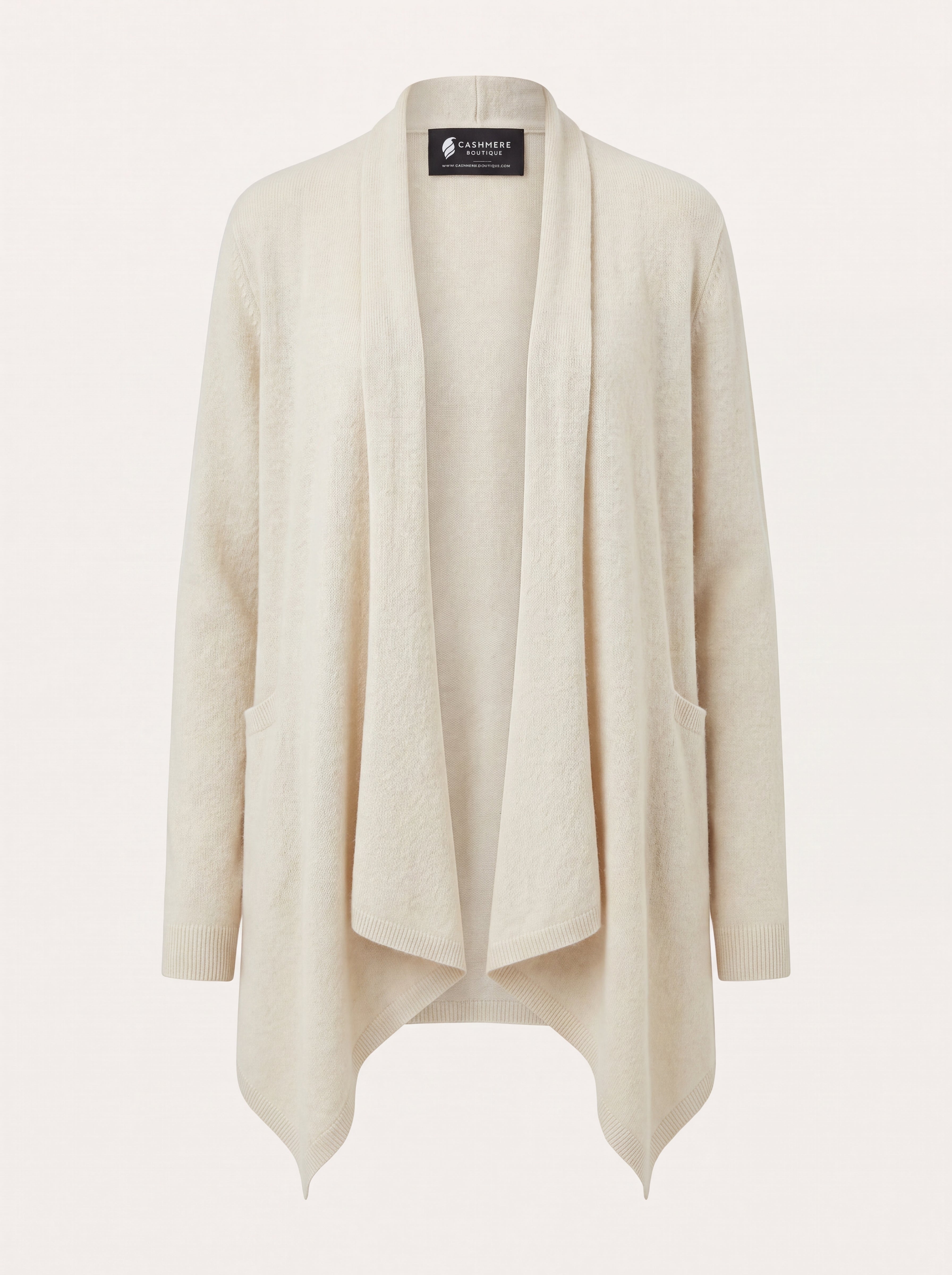 Women’s Pure Cashmere Front-Tail Open Cardigan - Vanilla