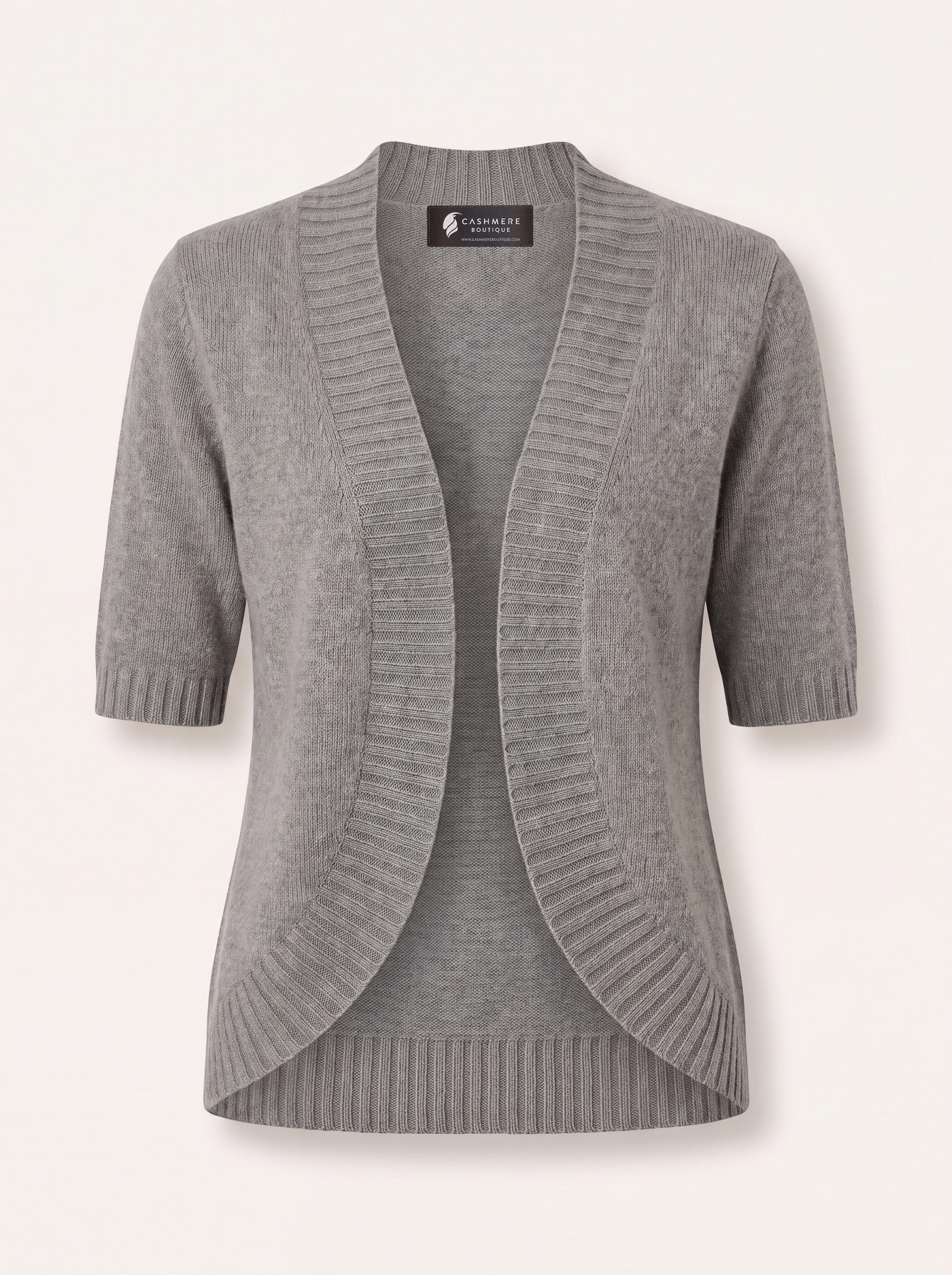Pure Cashmere Shrug Style Cardigan - Faded Pewter