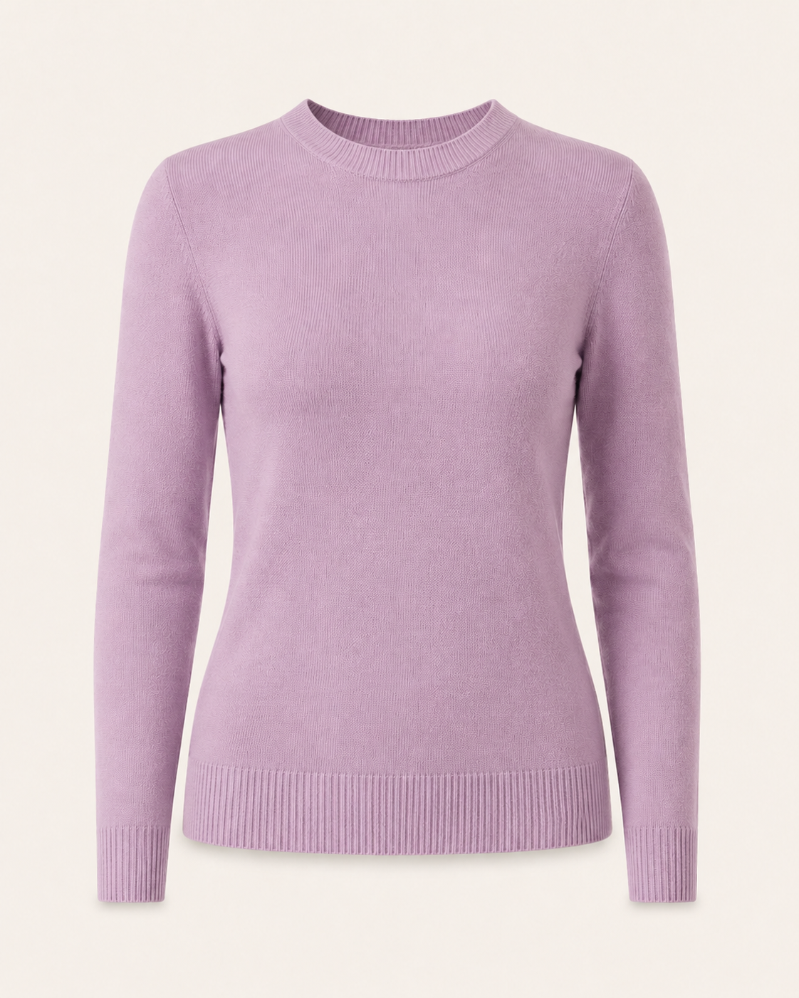 Women's Crew Neck Cashmere Sweater - Faded Lilac