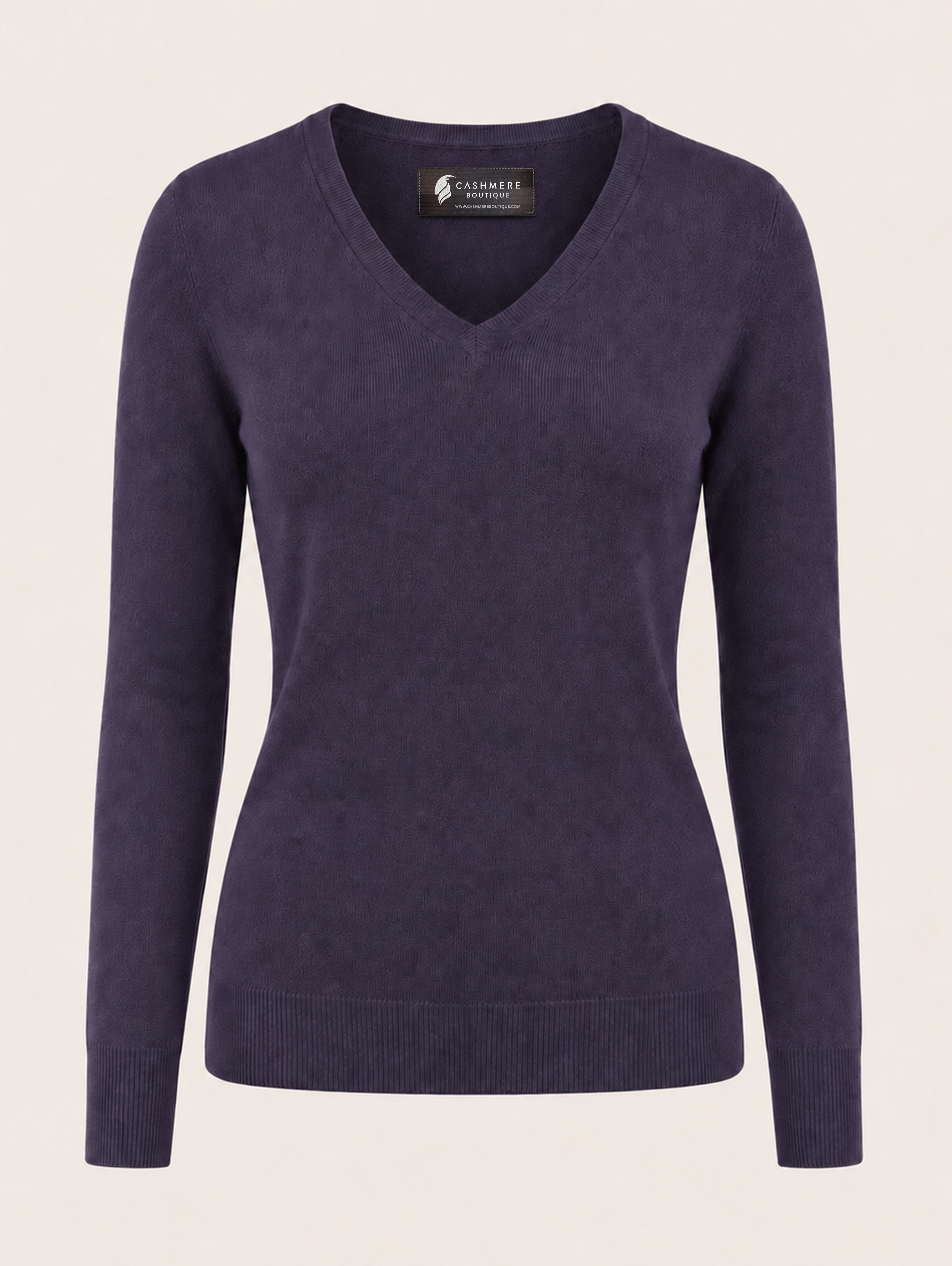 Women's Cashmere V-Neck Sweater - Aubergine
