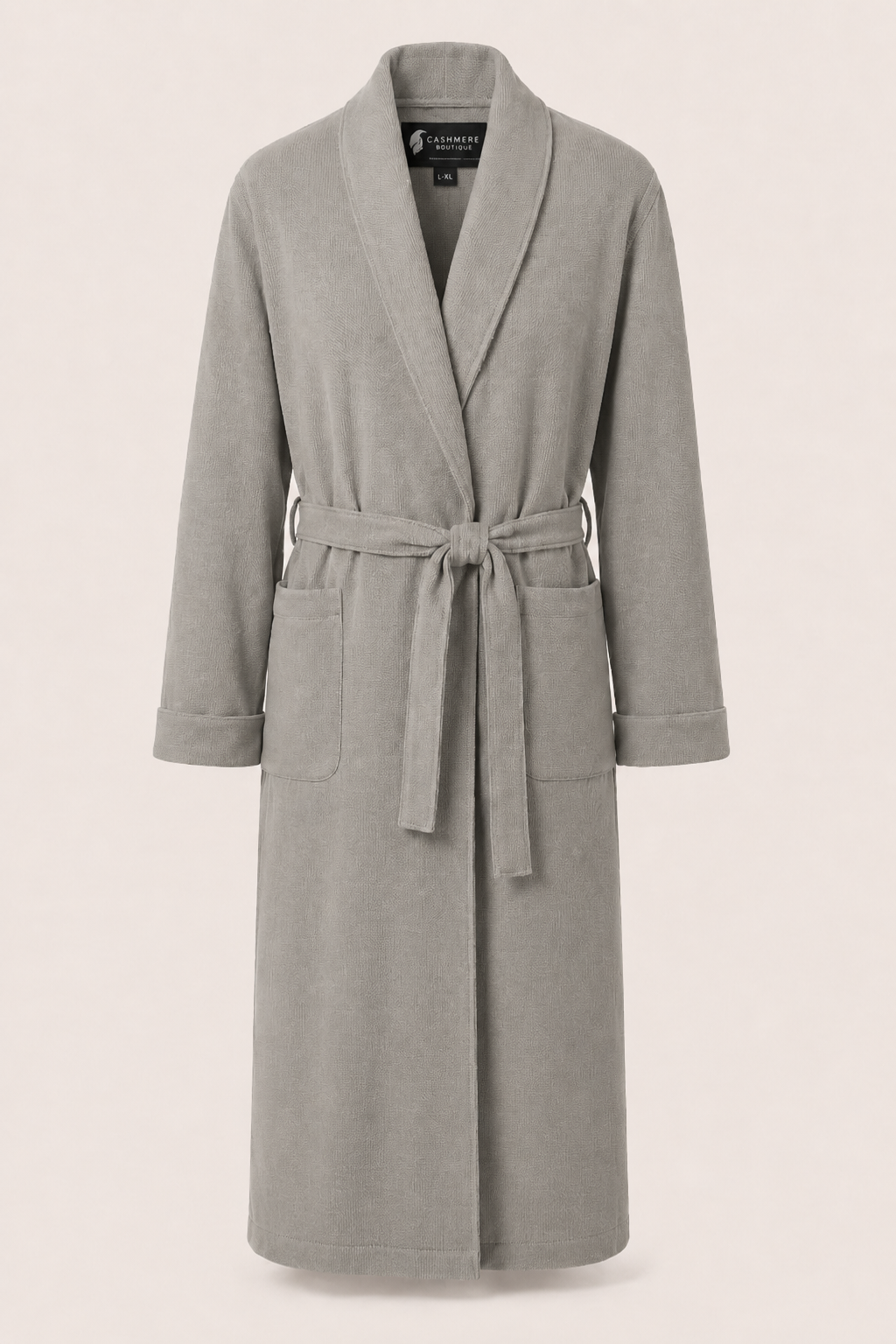 Pure Cashmere Full Length Robe for Men - Faded Pewter