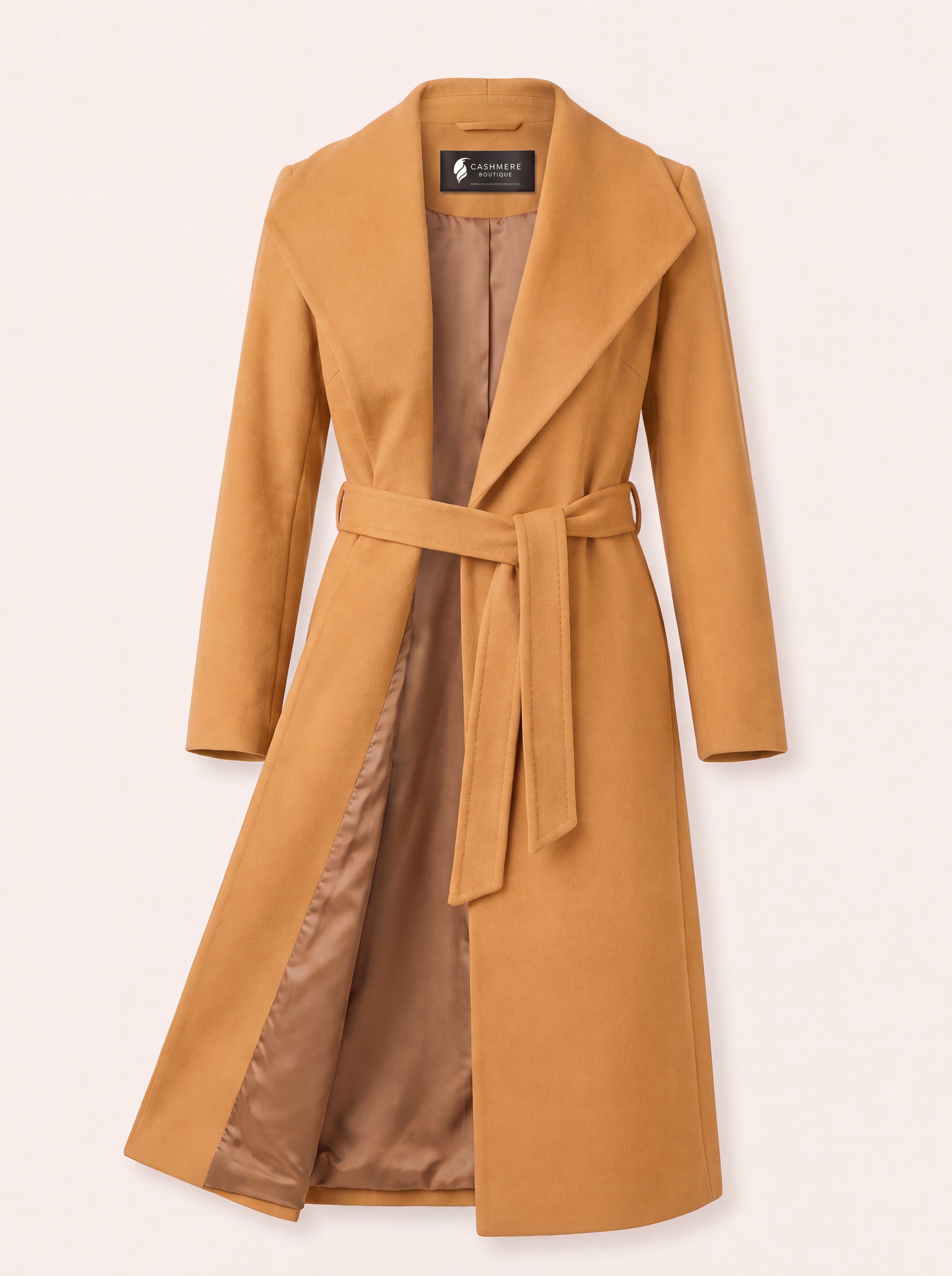 Full Length Belted Coat in Pure Cashmere