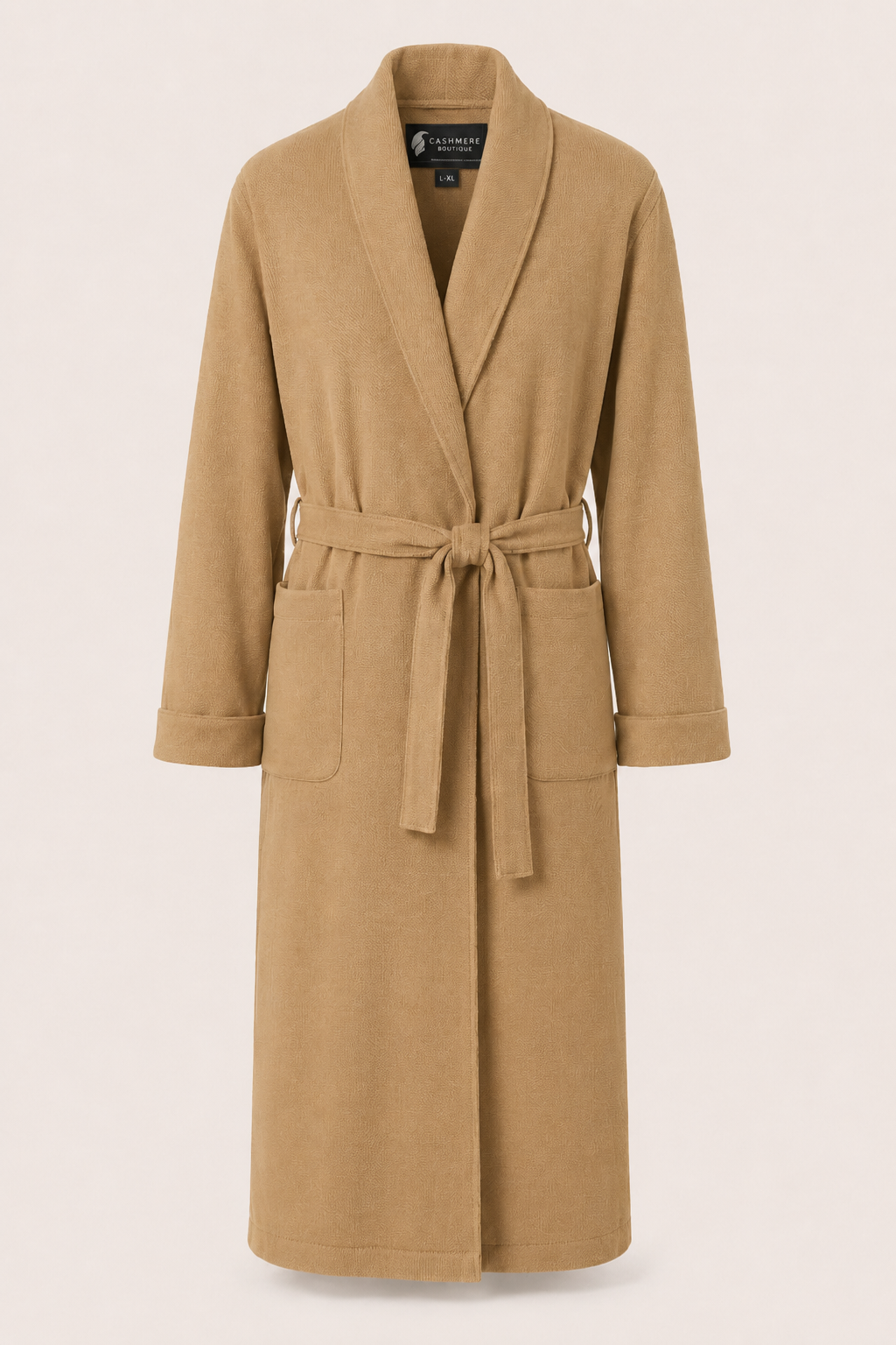 Pure Cashmere Full Length Robe for Men - Camel