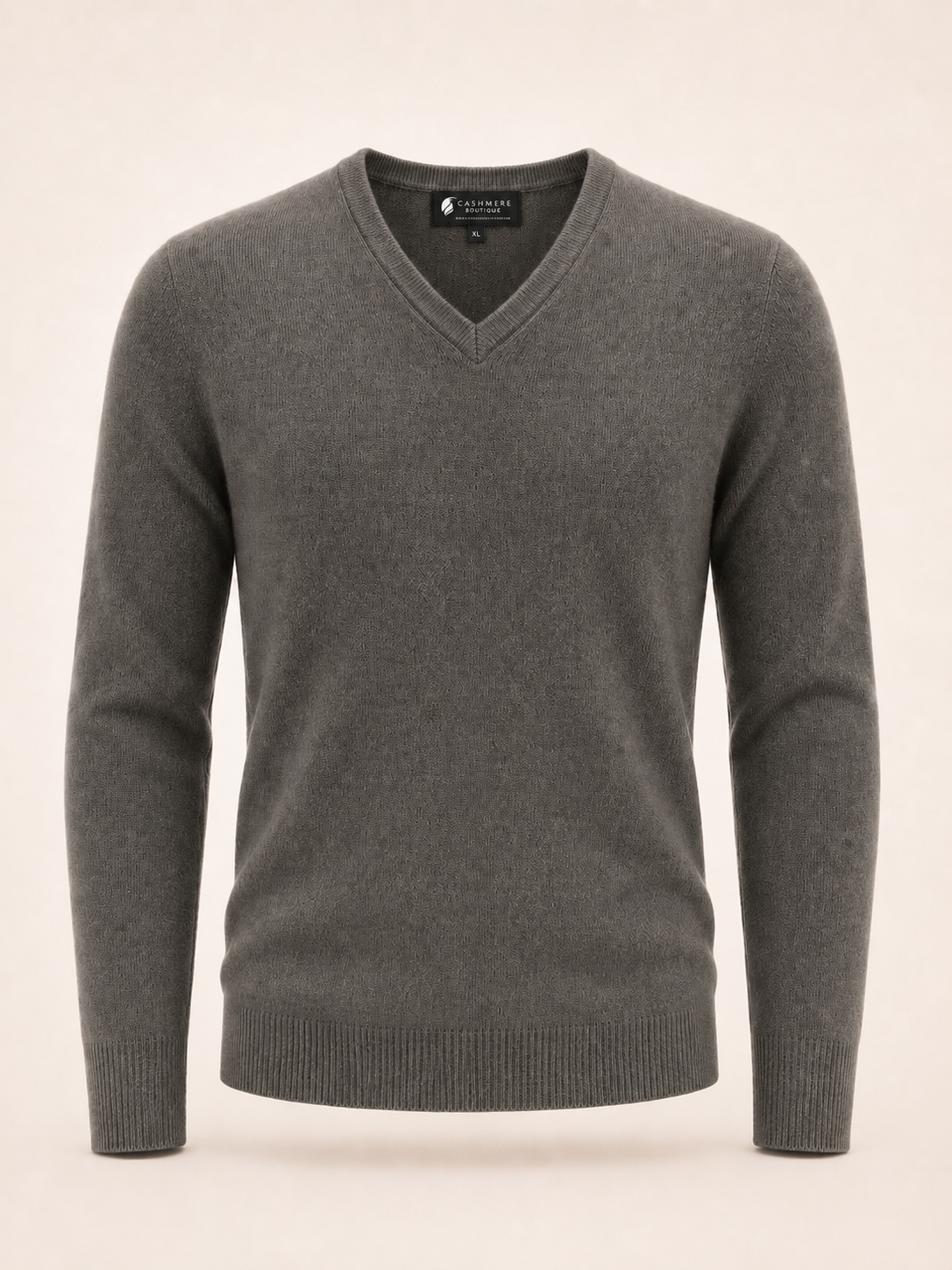 Men's V-Neck Cashmere Sweater - Charcoal