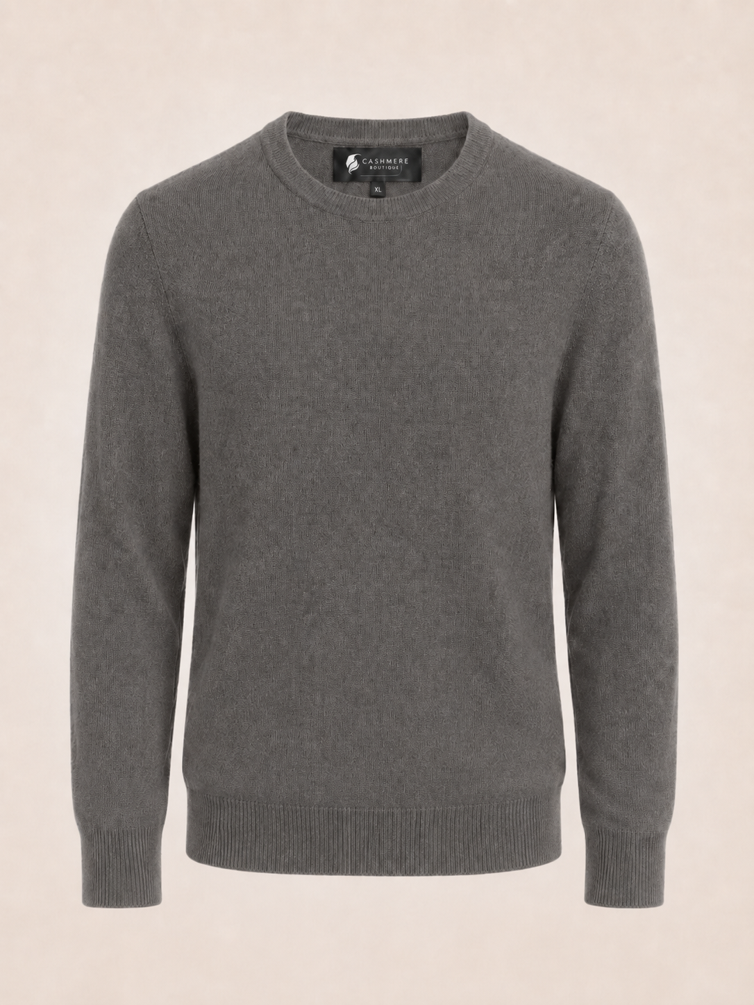 Men's Crew Neck Cashmere Sweater - Charcoal