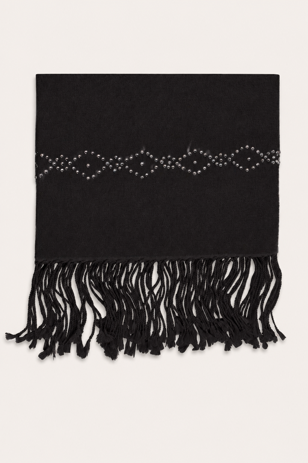 Cashmere Wrap with Swarovski Beadwork in a Diamond Border - Black