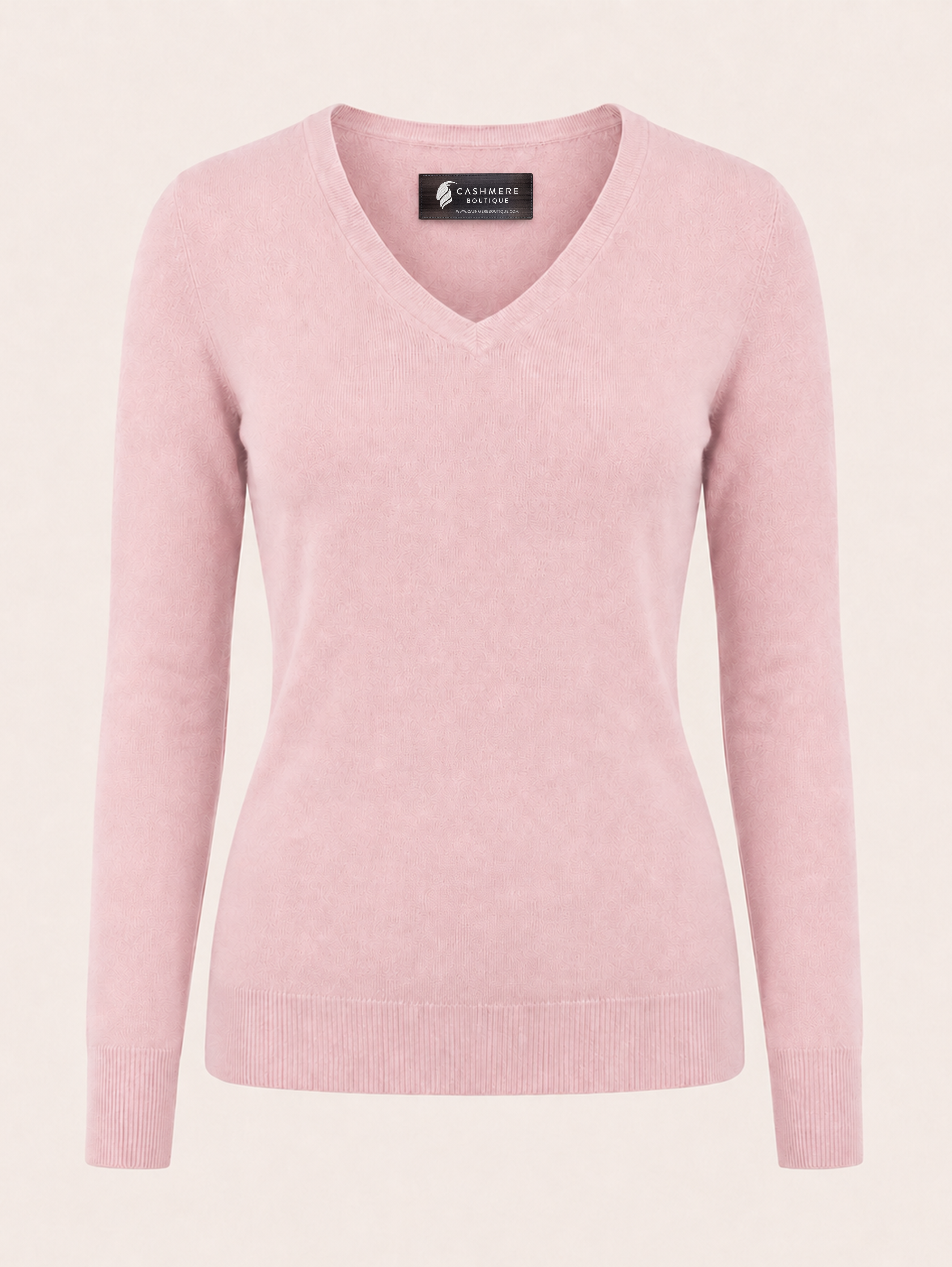 Women's Cashmere V-Neck Sweater - Rose Petal Pink