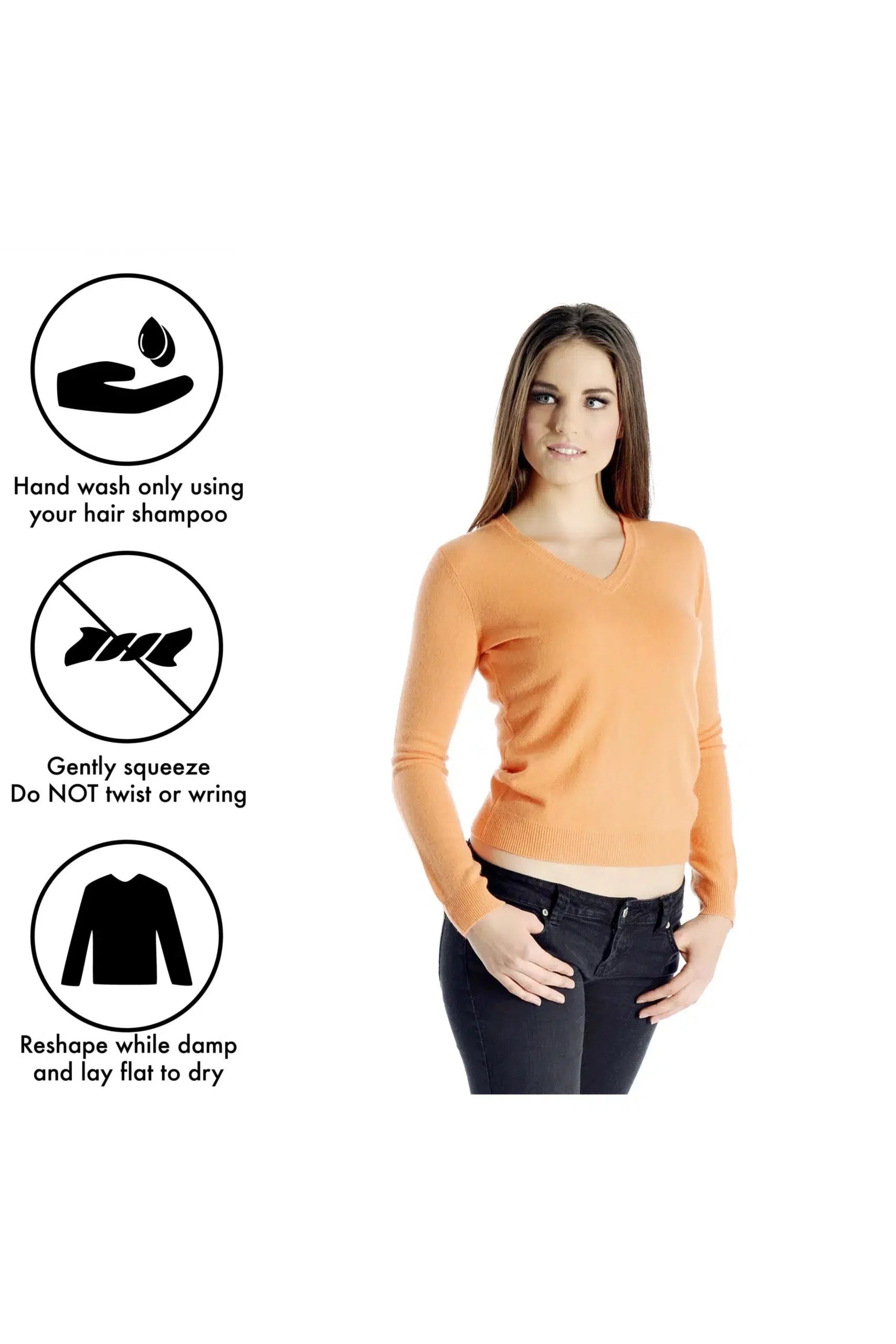 Women's Cashmere V-Neck Sweater - Infographic 2 (1Ljx7QUfSlUIfWdPqLrzbWHor-HBPbvAU)