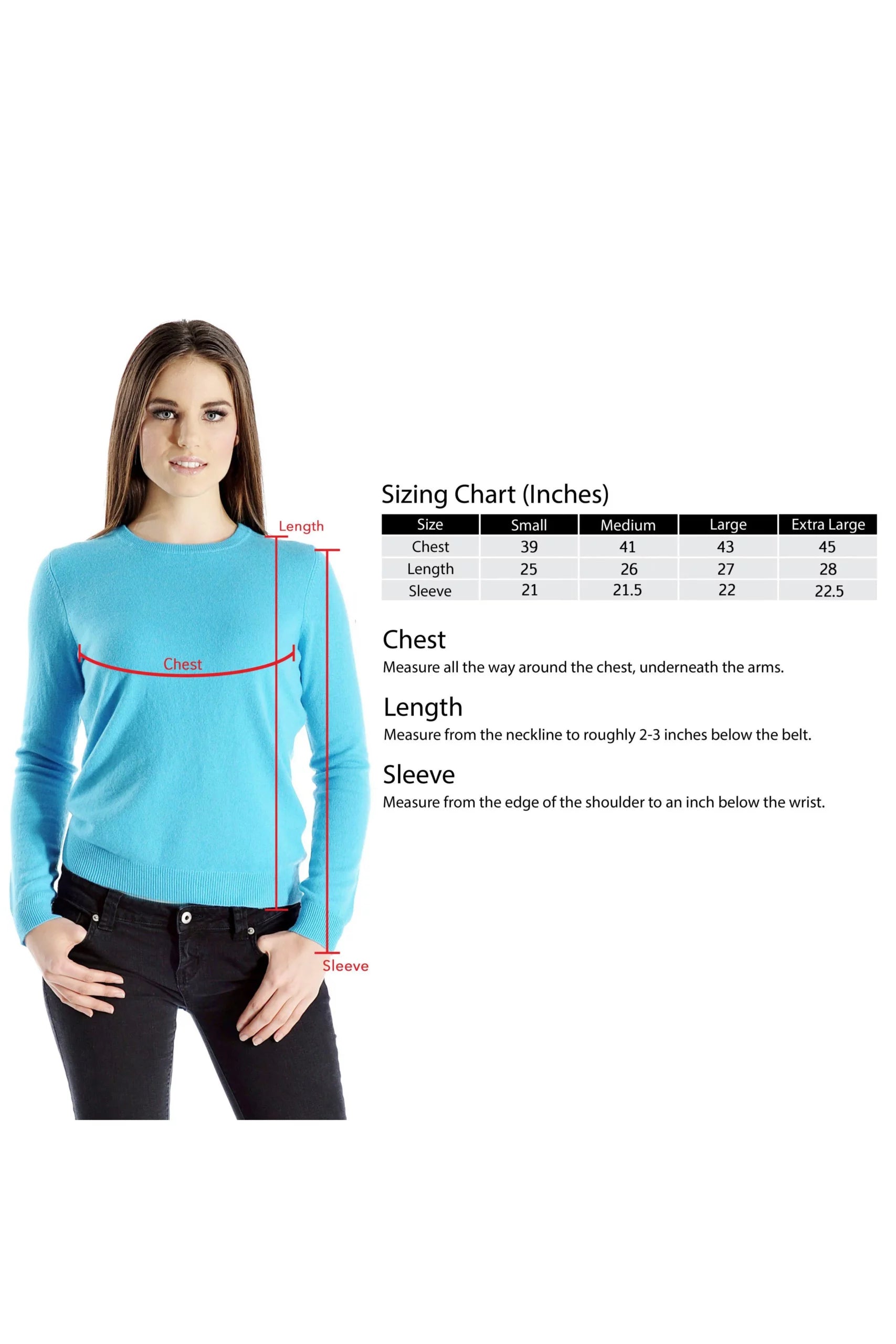 Women's Crew Neck Cashmere Sweater - Infographic 1 (1q3ArpoL4SquX0Fq3huSBvbmvOLCT36fV)