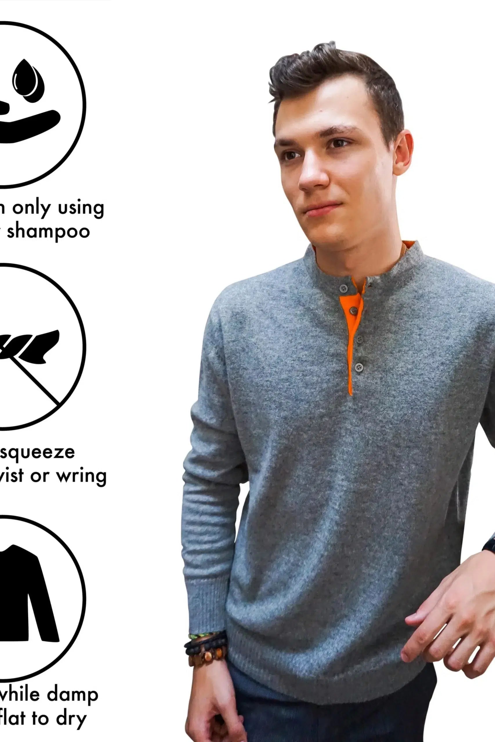 Men's Two Tone Polo Sweater in Pure Cashmere - Infographic 1 (1qWnrZ7FucI-u7HAugmTWt_ZXWxioepdV)