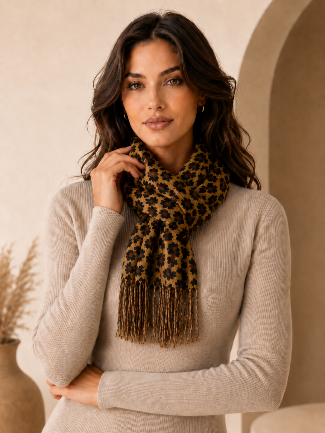 Leopard Print Cashmere Scarf