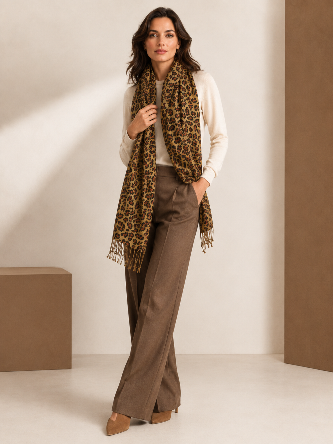 Leopard Print Cashmere Shawl